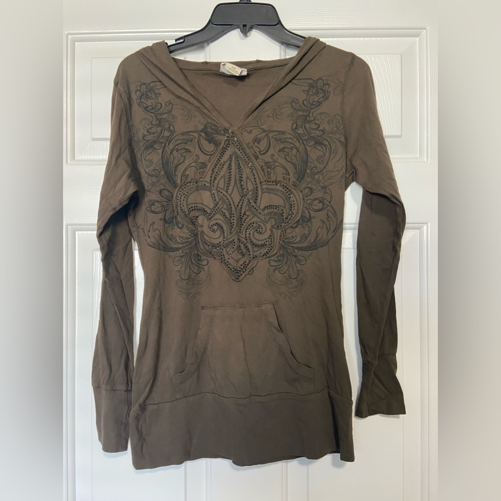 Ariat brown hooded tee size S